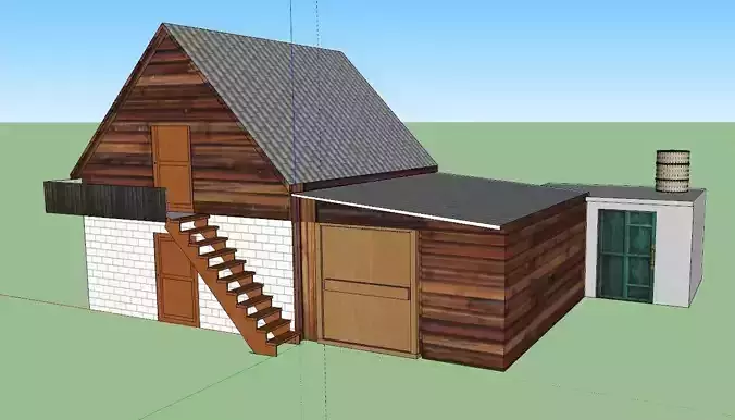 Cottage house with stairs and ladder