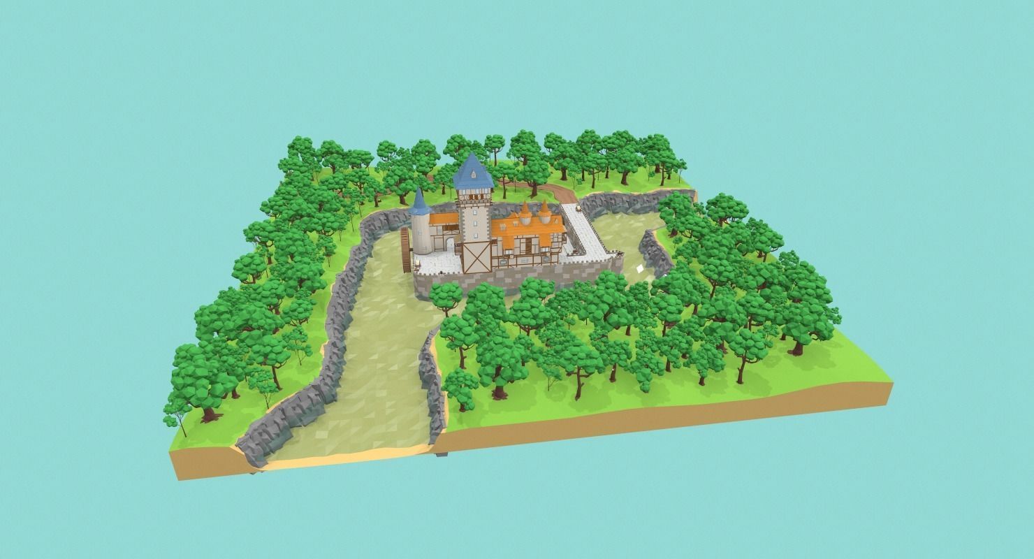 Medieval Castle Low-poly 3D model_1