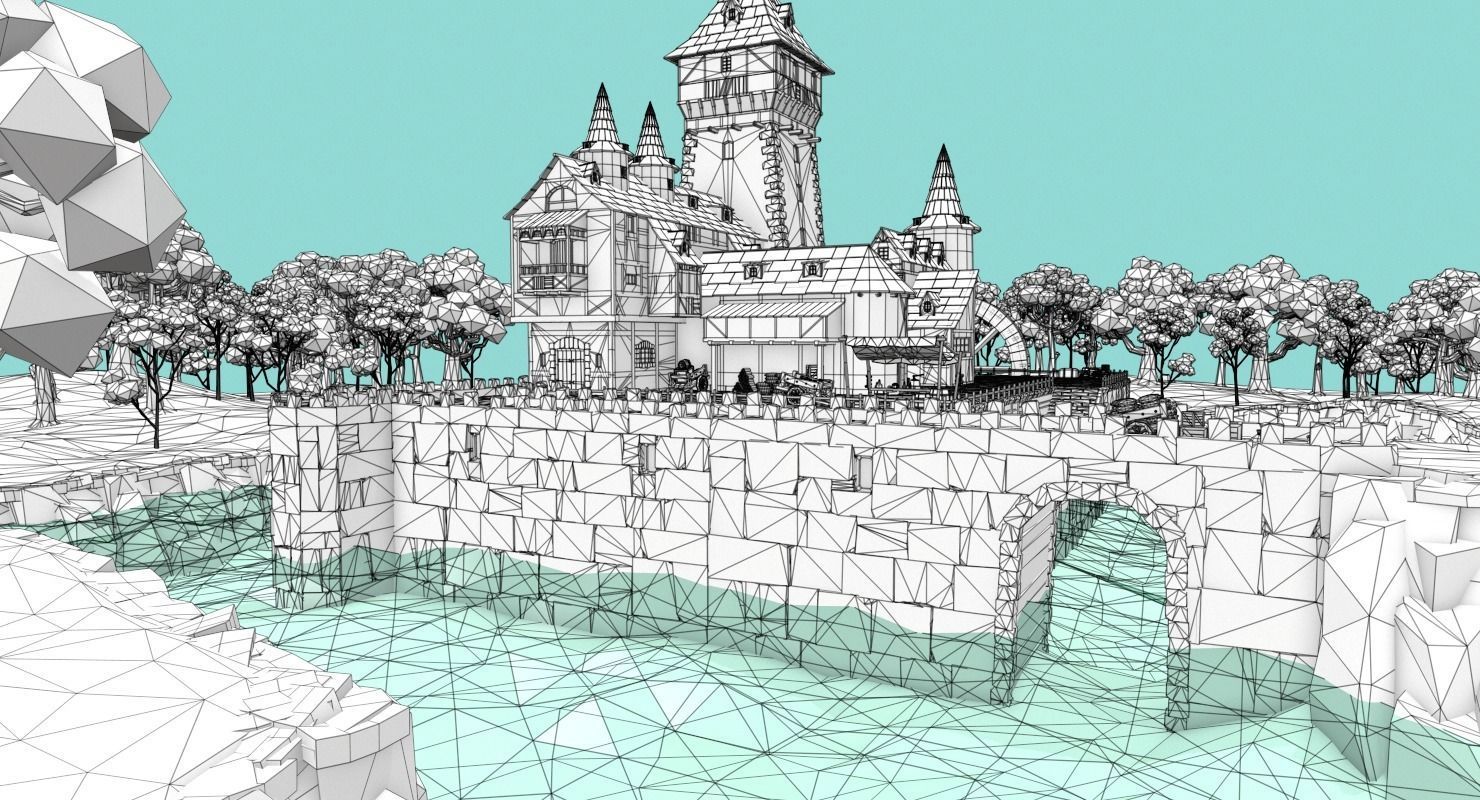 Medieval Castle Low-poly 3D model_21
