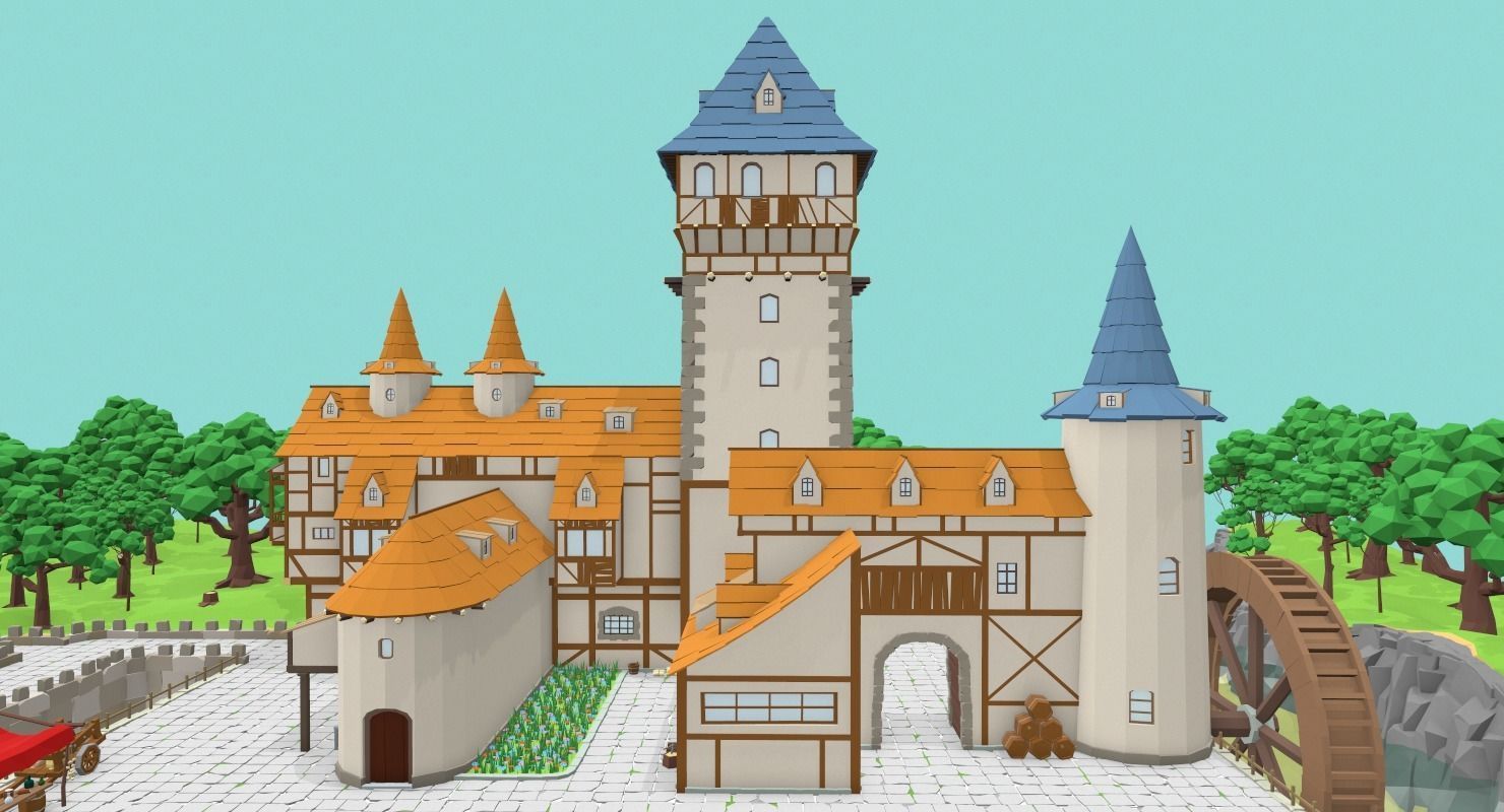 Medieval Castle Low-poly 3D model_11