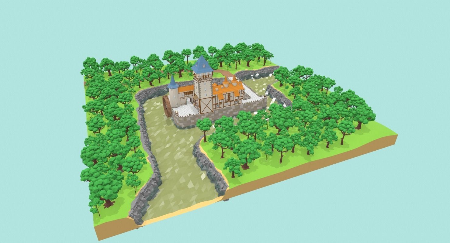 Medieval Castle Low-poly 3D model_3