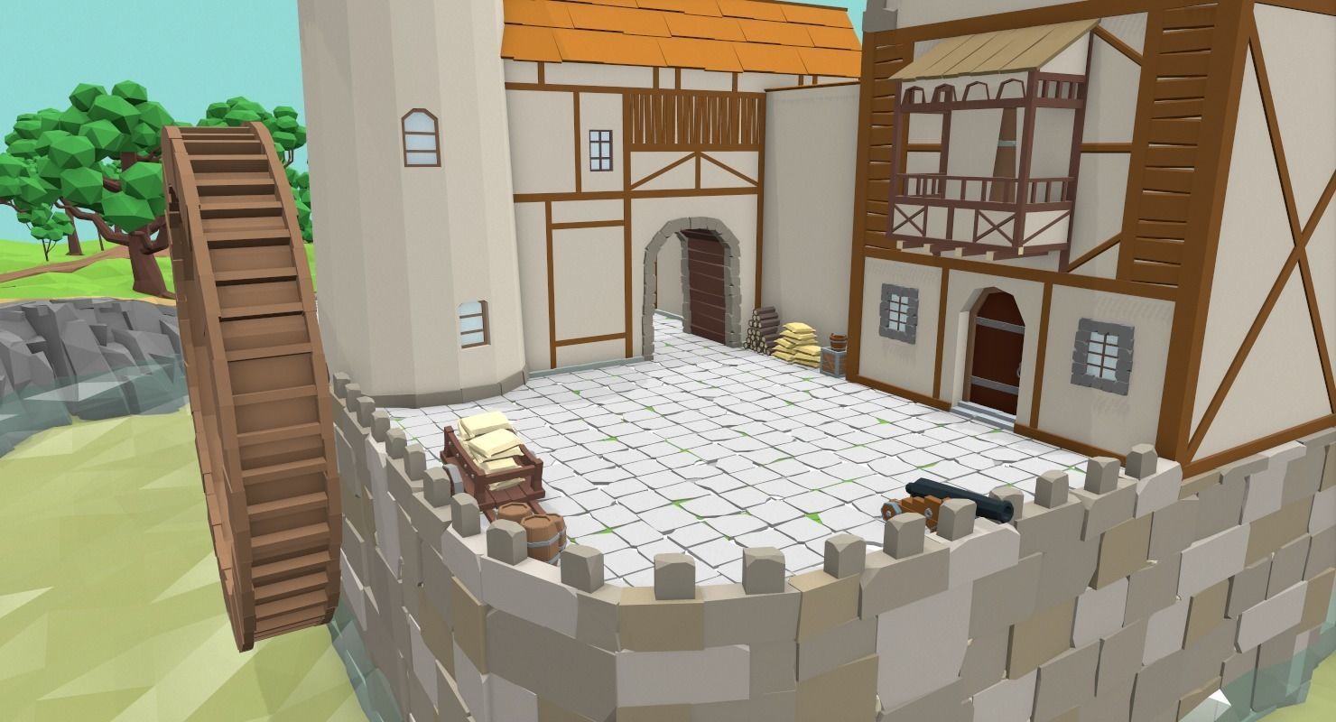 Medieval Castle Low-poly 3D model_9
