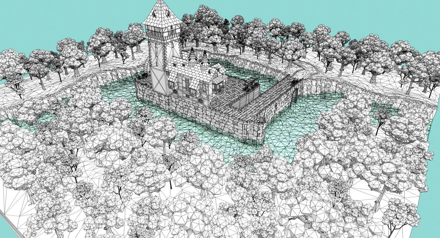 Medieval Castle Low-poly 3D model_22