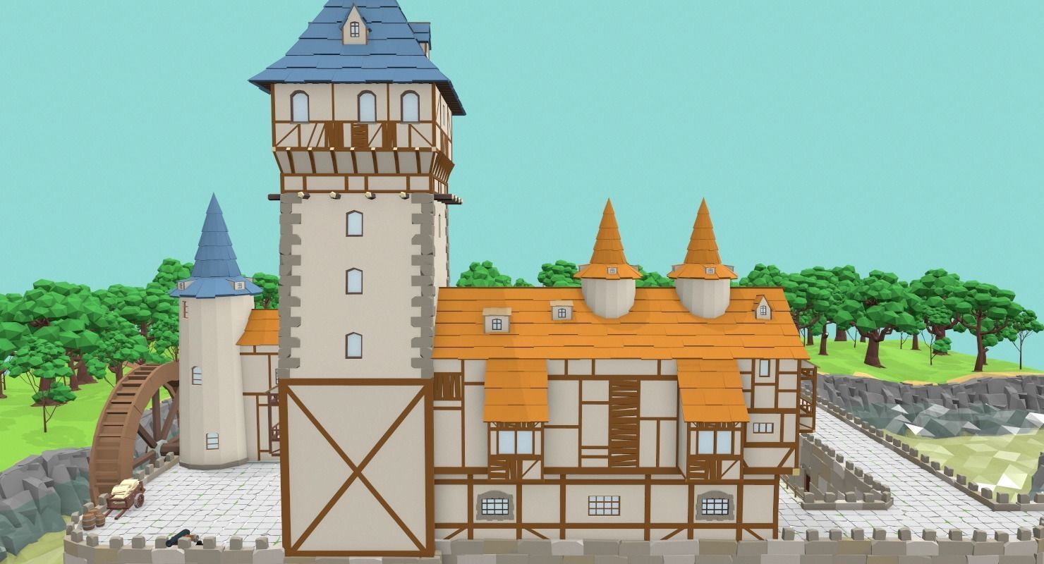 Medieval Castle Low-poly 3D model_10