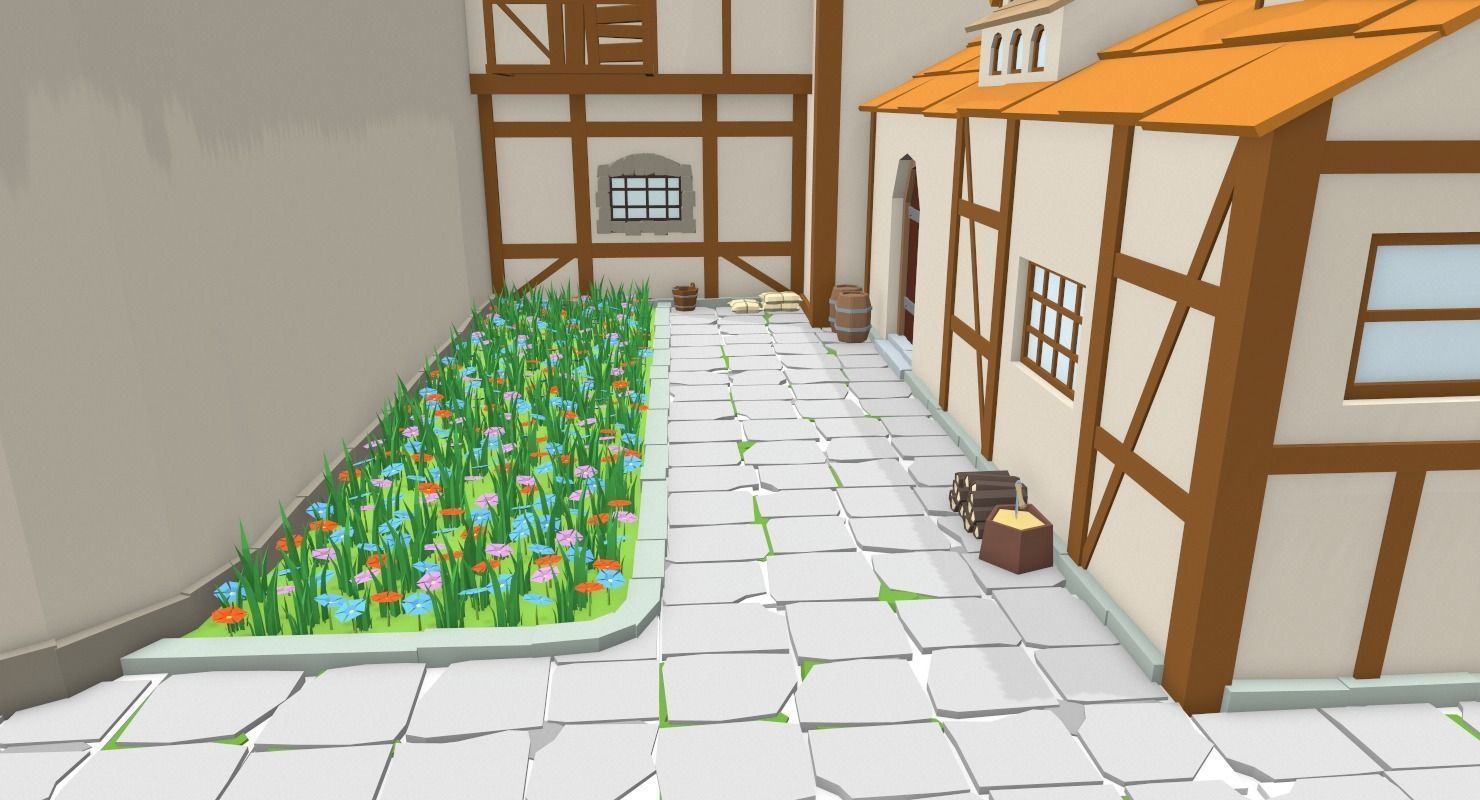 Medieval Castle Low-poly 3D model_7