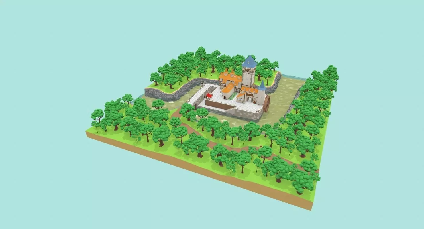 Medieval Castle Low-poly 3D model_0