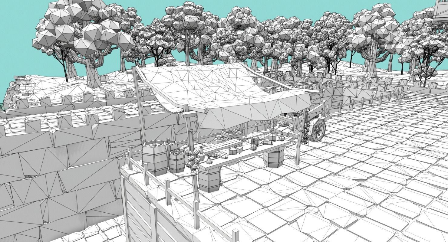 Medieval Castle Low-poly 3D model_18