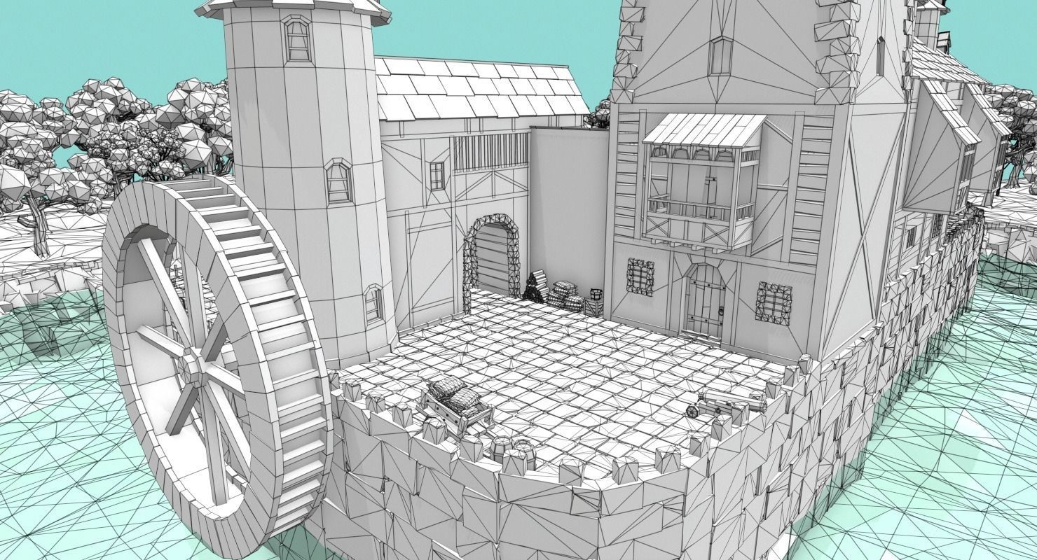 Medieval Castle Low-poly 3D model_19