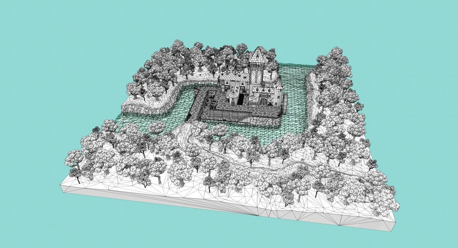Medieval Castle Low-poly 3D model_15