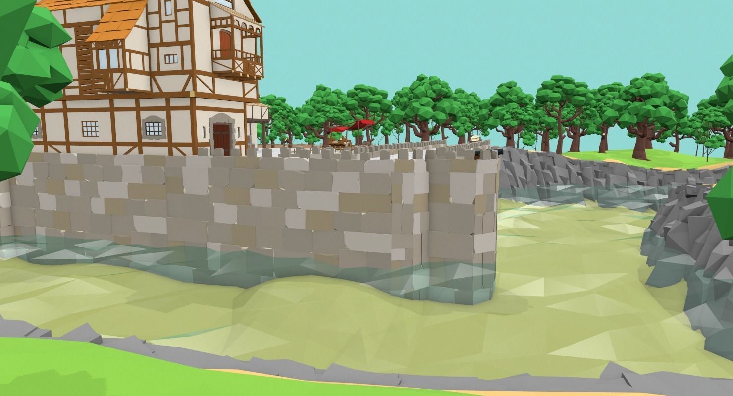 Medieval Castle Low-poly 3D model_6