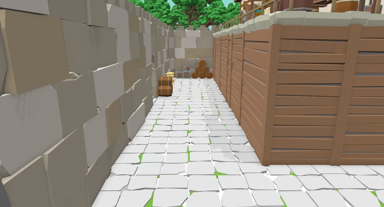 Medieval Castle Low-poly 3D model_4