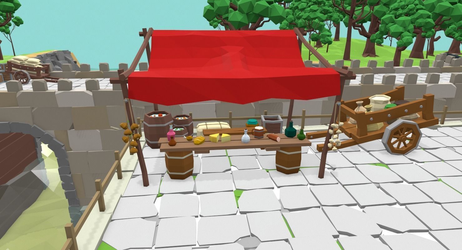 Medieval Castle Low-poly 3D model_2