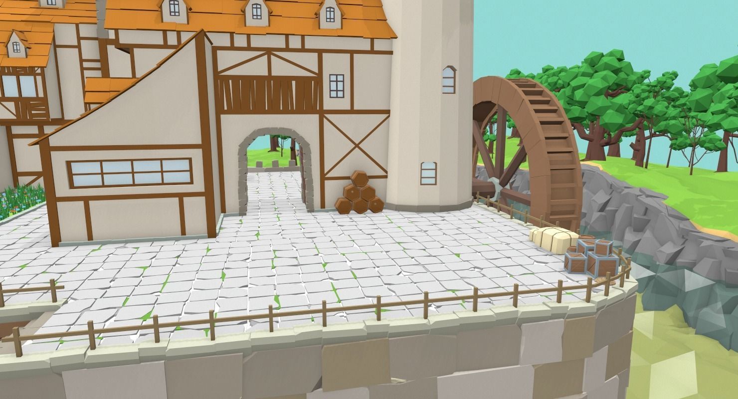 Medieval Castle Low-poly 3D model_8