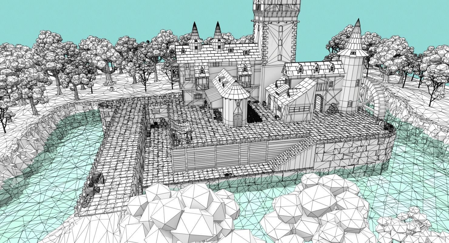 Medieval Castle Low-poly 3D model_16