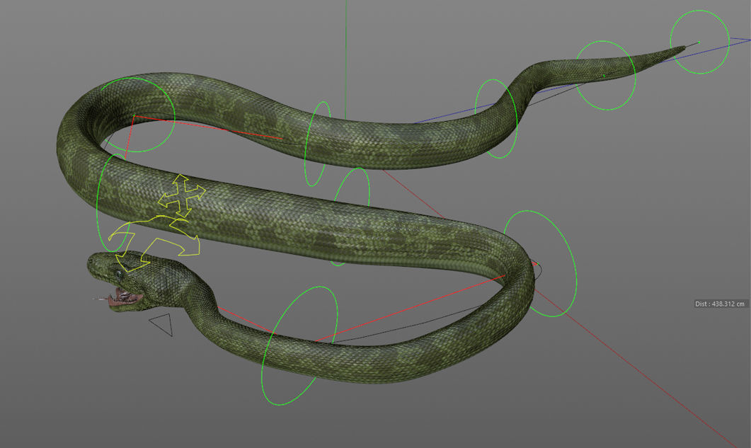 Green Boa Low-poly 3D model_7