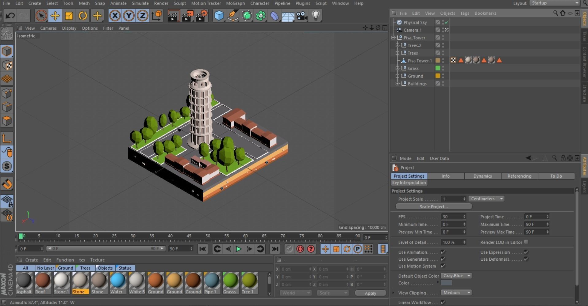 Cartoon Low Poly Pisa Tower Low-poly 3D model_6