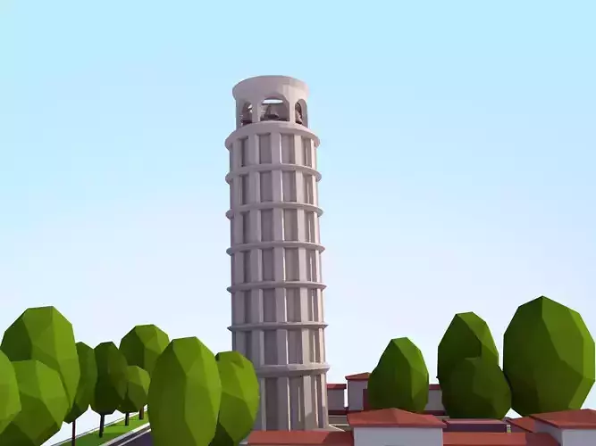 Cartoon Low Poly Pisa Tower Low-poly 3D model
