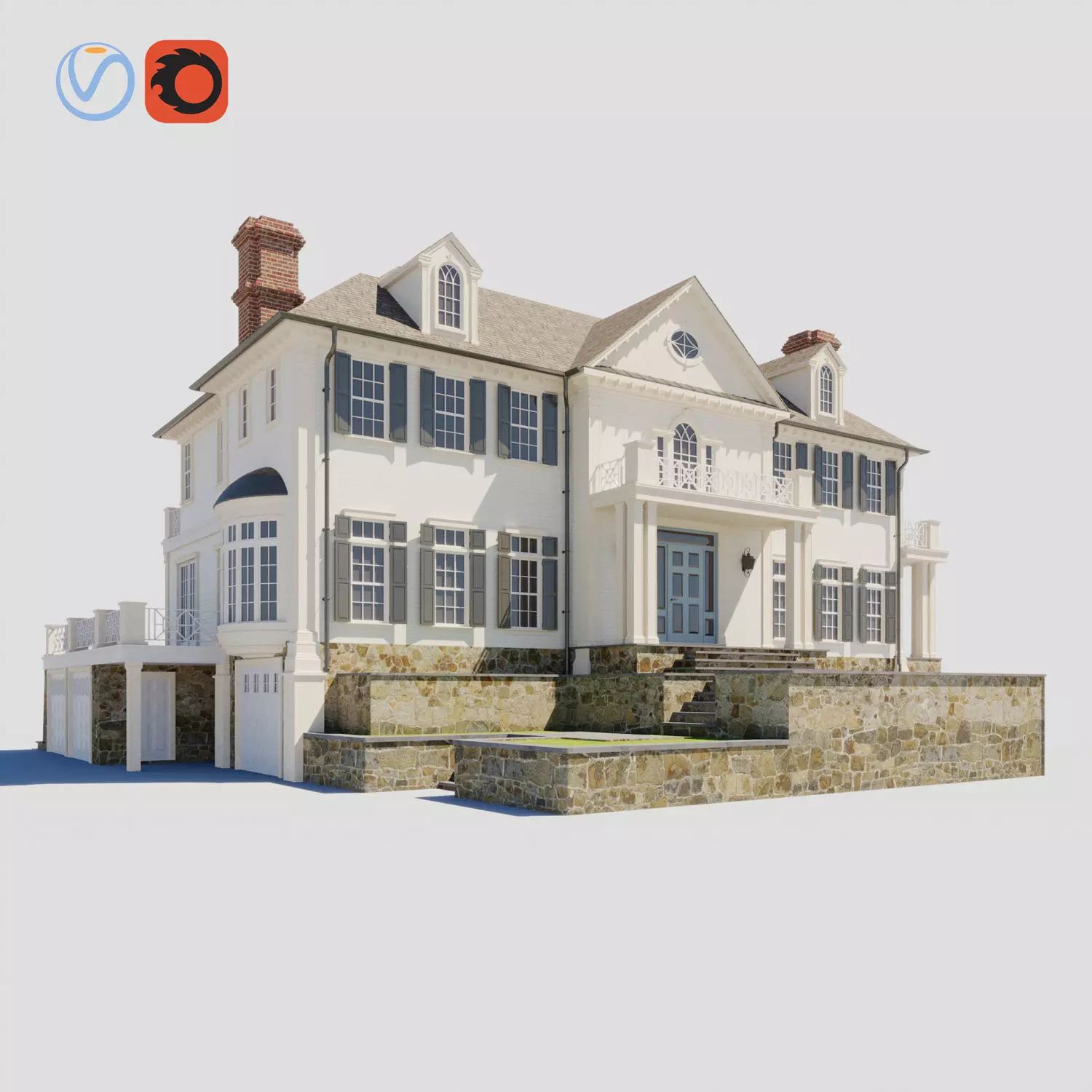 Build004 house Low-poly 3D model_0