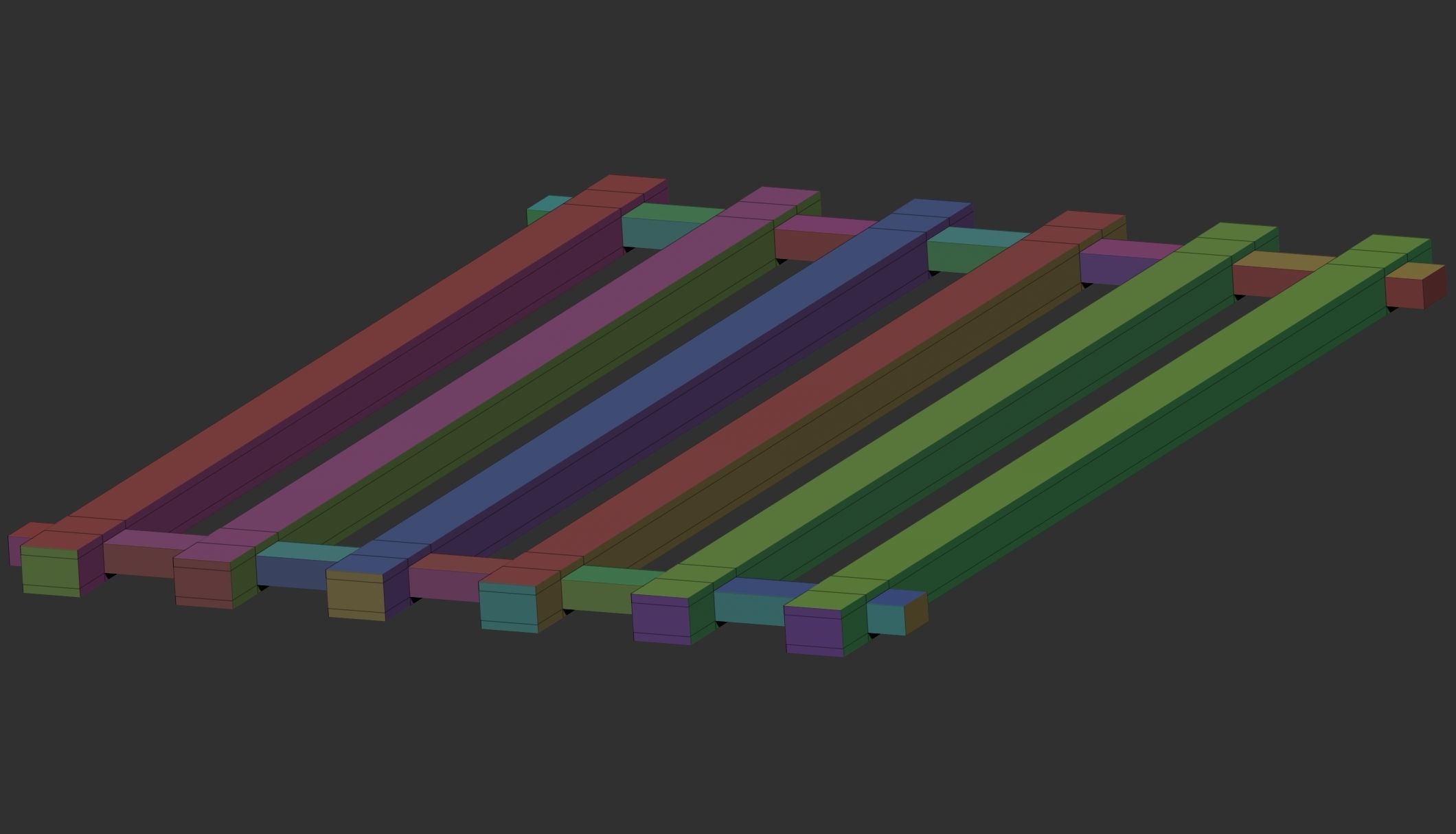 Rail Wood Low-poly 3D model_5