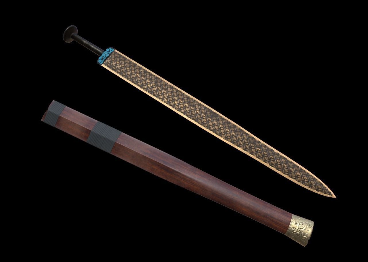 Ancient Chinese Sword Free low-poly 3D model_2