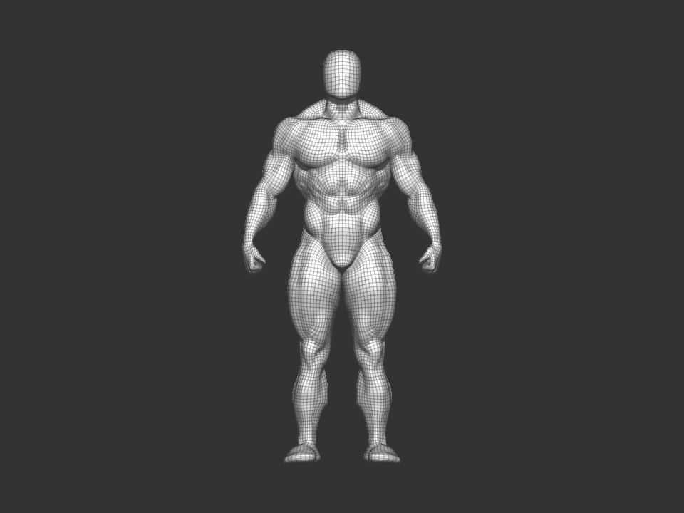 bodybuilder human body Low-poly 3D model_21