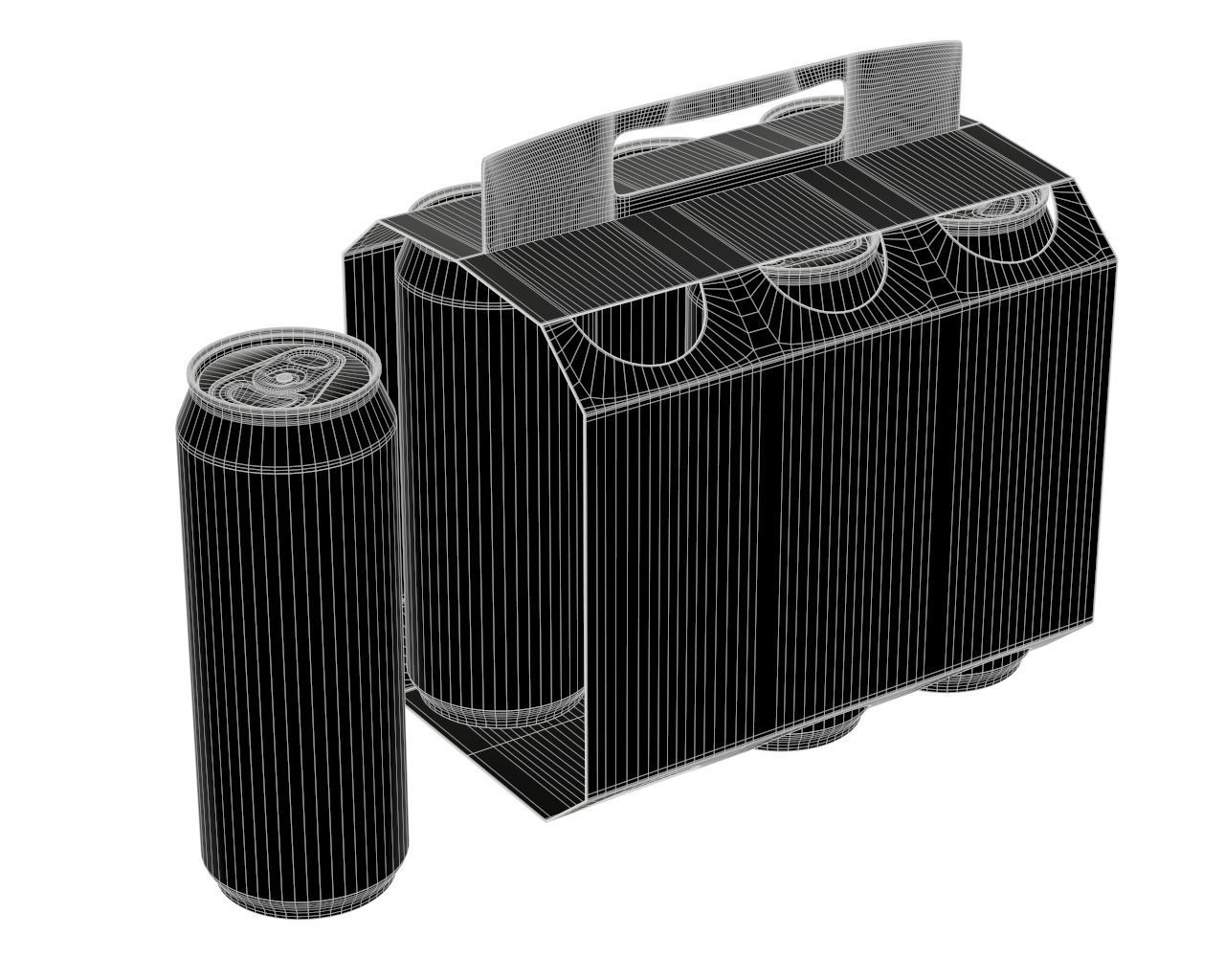 beer package with handle 3D model_4