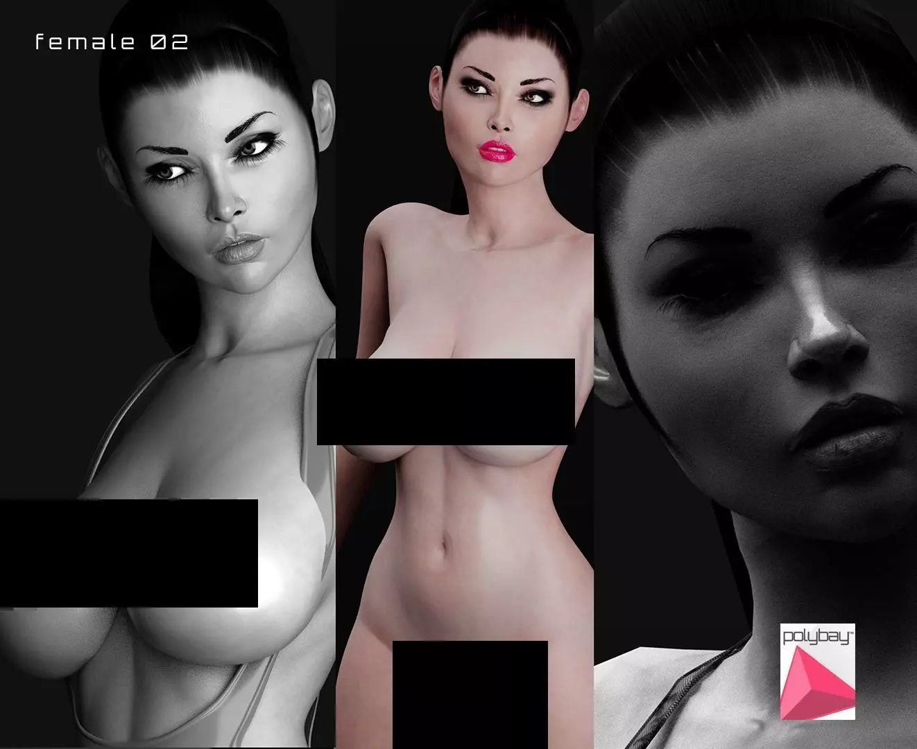 Female 02 Low-poly 3D model_0