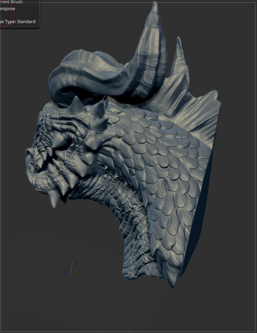 Dragonbust 2 dragon head with horns 3D print model_1
