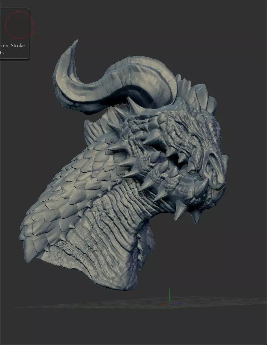 Dragonbust 2 dragon head with horns 3D print model_0