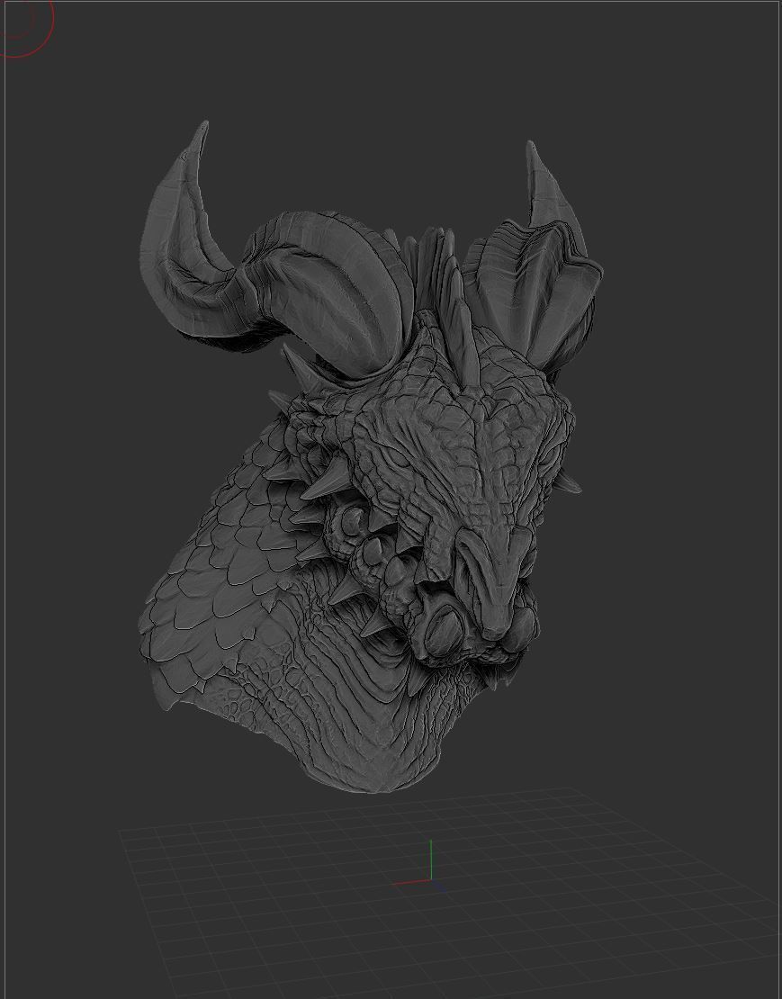 Dragonbust 2 dragon head with horns 3D print model_2