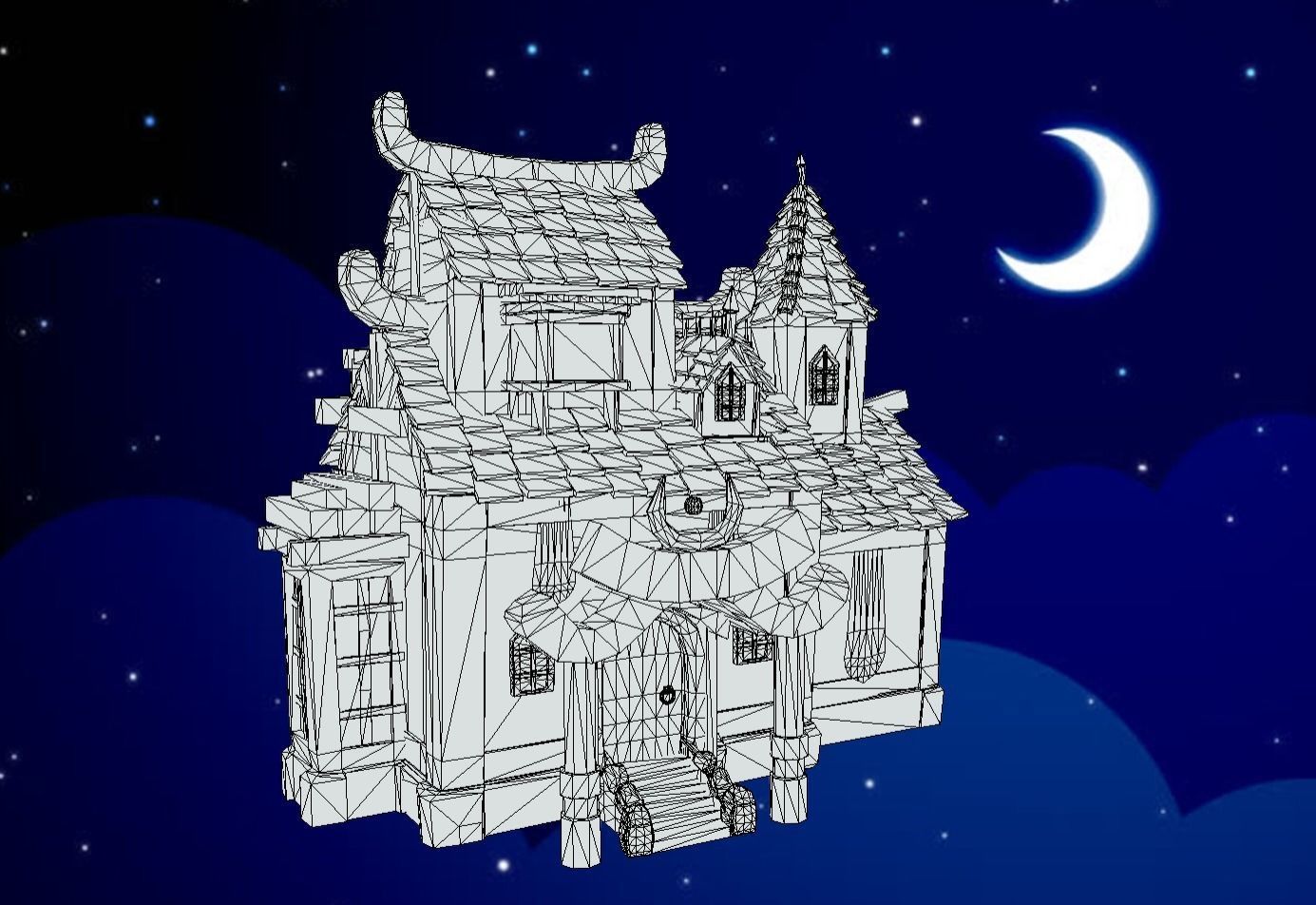 Cartoon village house Low-poly 3D model_3