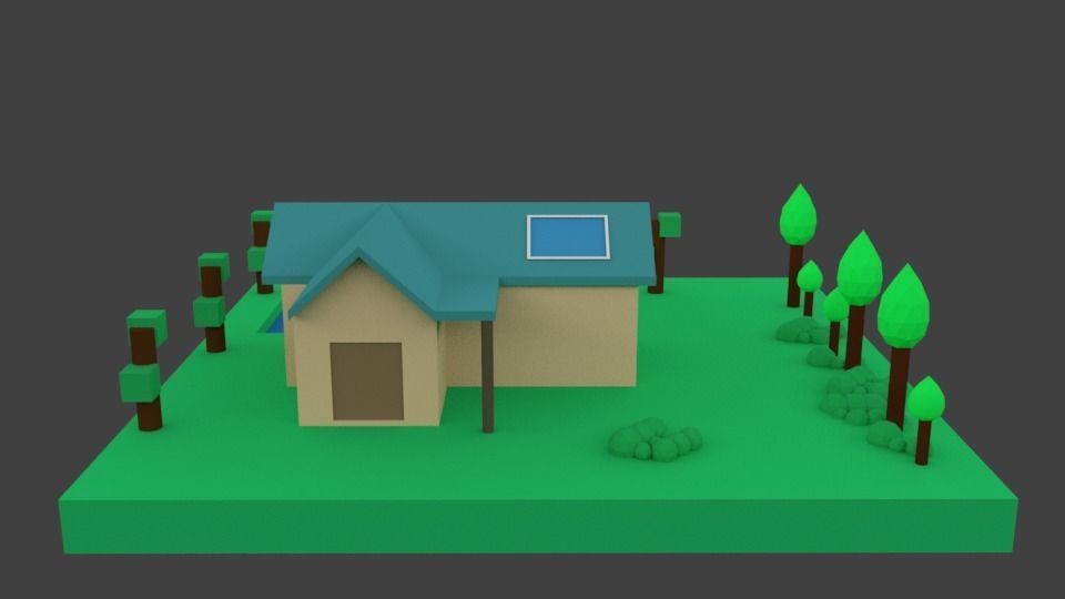 Simple Low poly house  3D model_4