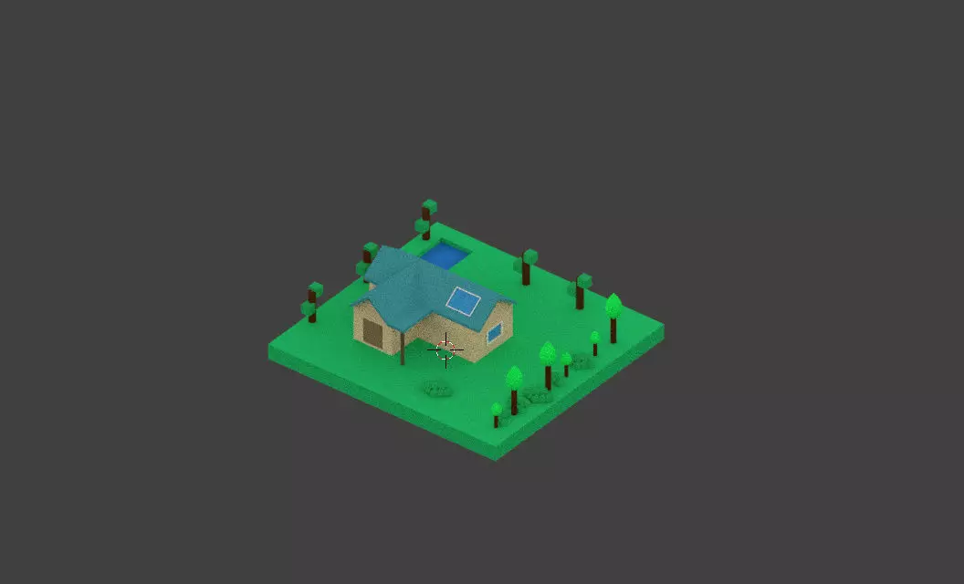 Simple Low poly house  3D model_0