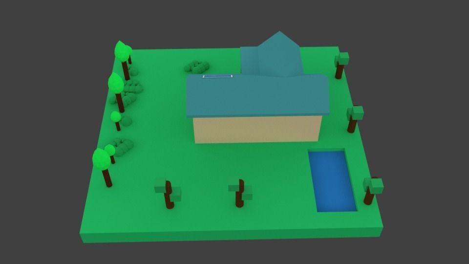 Simple Low poly house  3D model_5