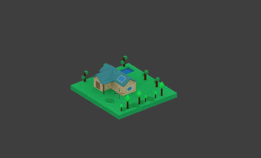 Simple Low poly house  3D model_1