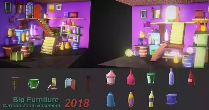 Cartoon Zoom Basement DM Low-poly 3D model