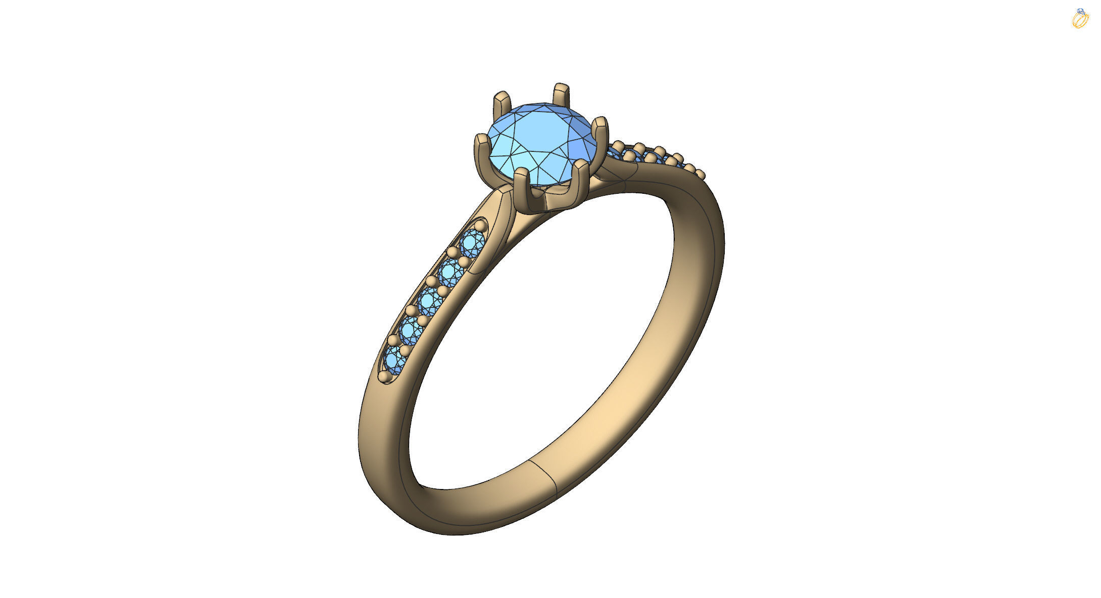  ring with stones   5588 3D print model_9