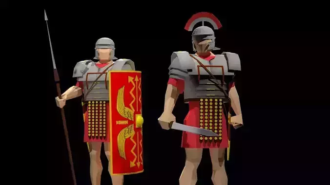 Roman Legionary and Centurion Low-poly 3D model