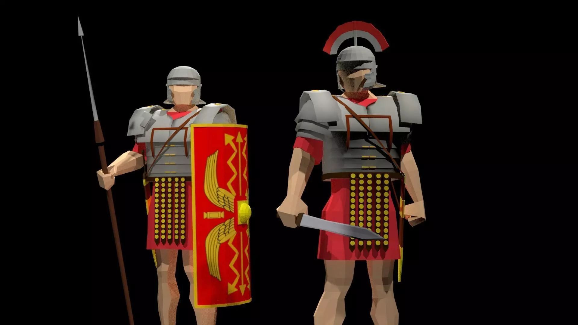 Roman Legionary and Centurion Low-poly 3D model_0