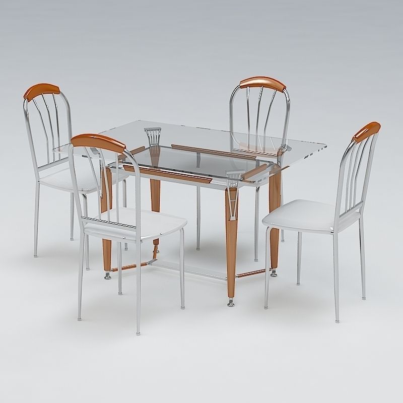 Chair and Table Set 3D model_1