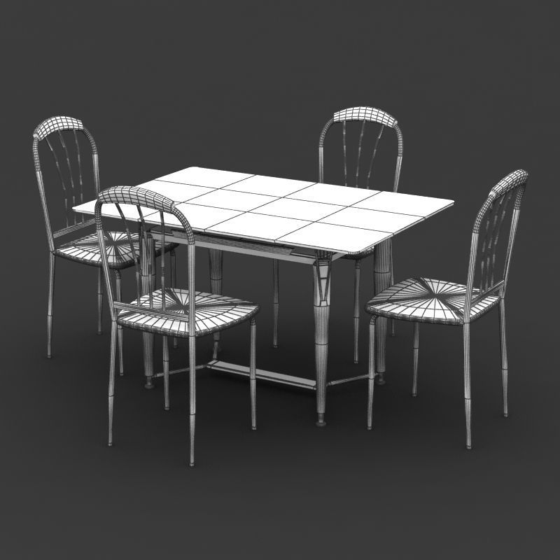 Chair and Table Set 3D model_5