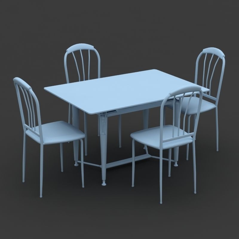 Chair and Table Set 3D model_4