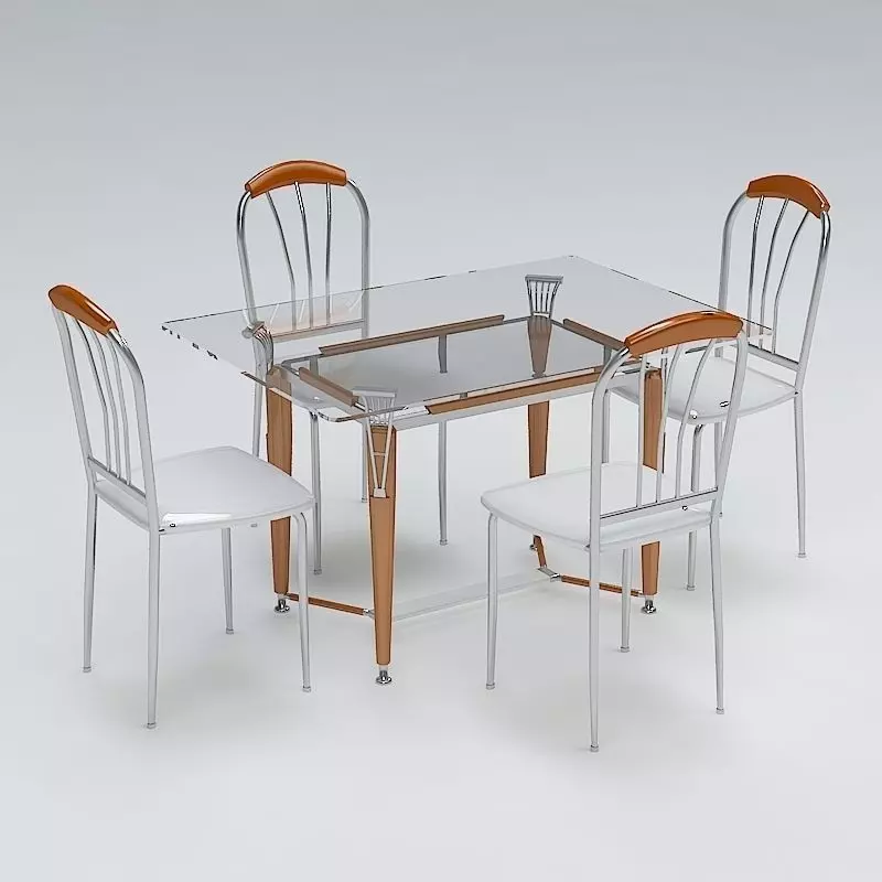 Chair and Table Set 3D model_0