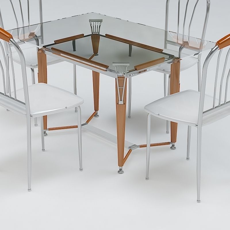 Chair and Table Set 3D model_3