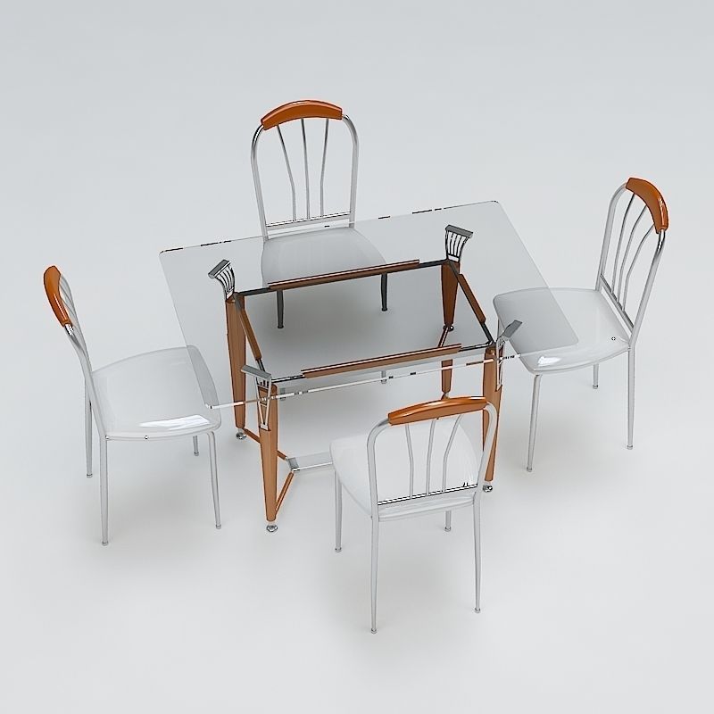 Chair and Table Set 3D model_2