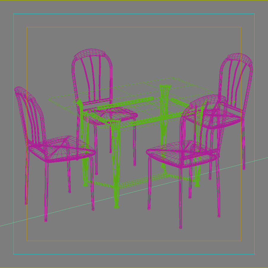 Chair and Table Set 3D model_6