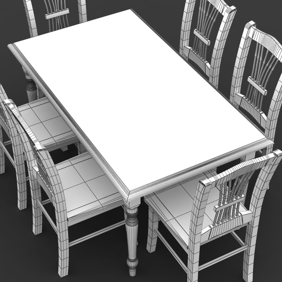 Chair and Table Set 3D model_10