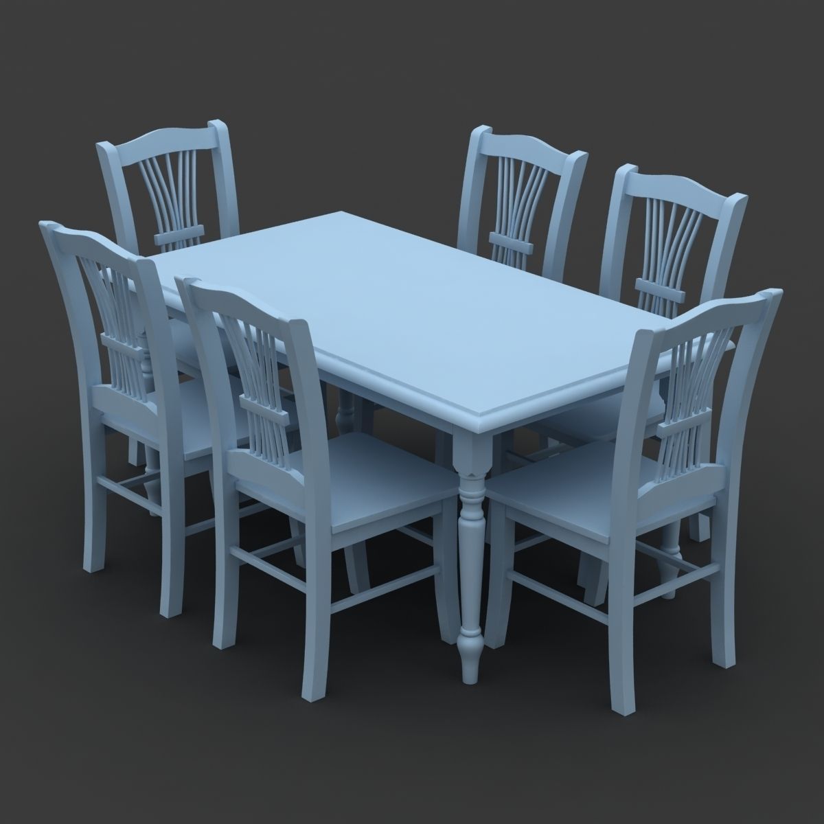 Chair and Table Set 3D model_7