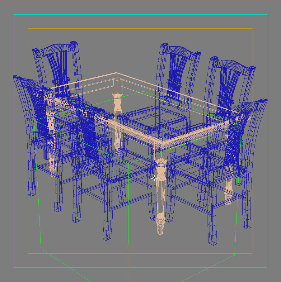 Chair and Table Set 3D model_12