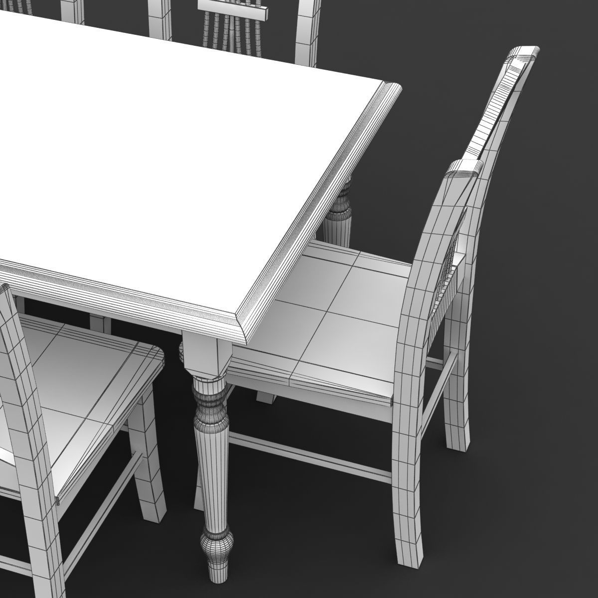 Chair and Table Set 3D model_9